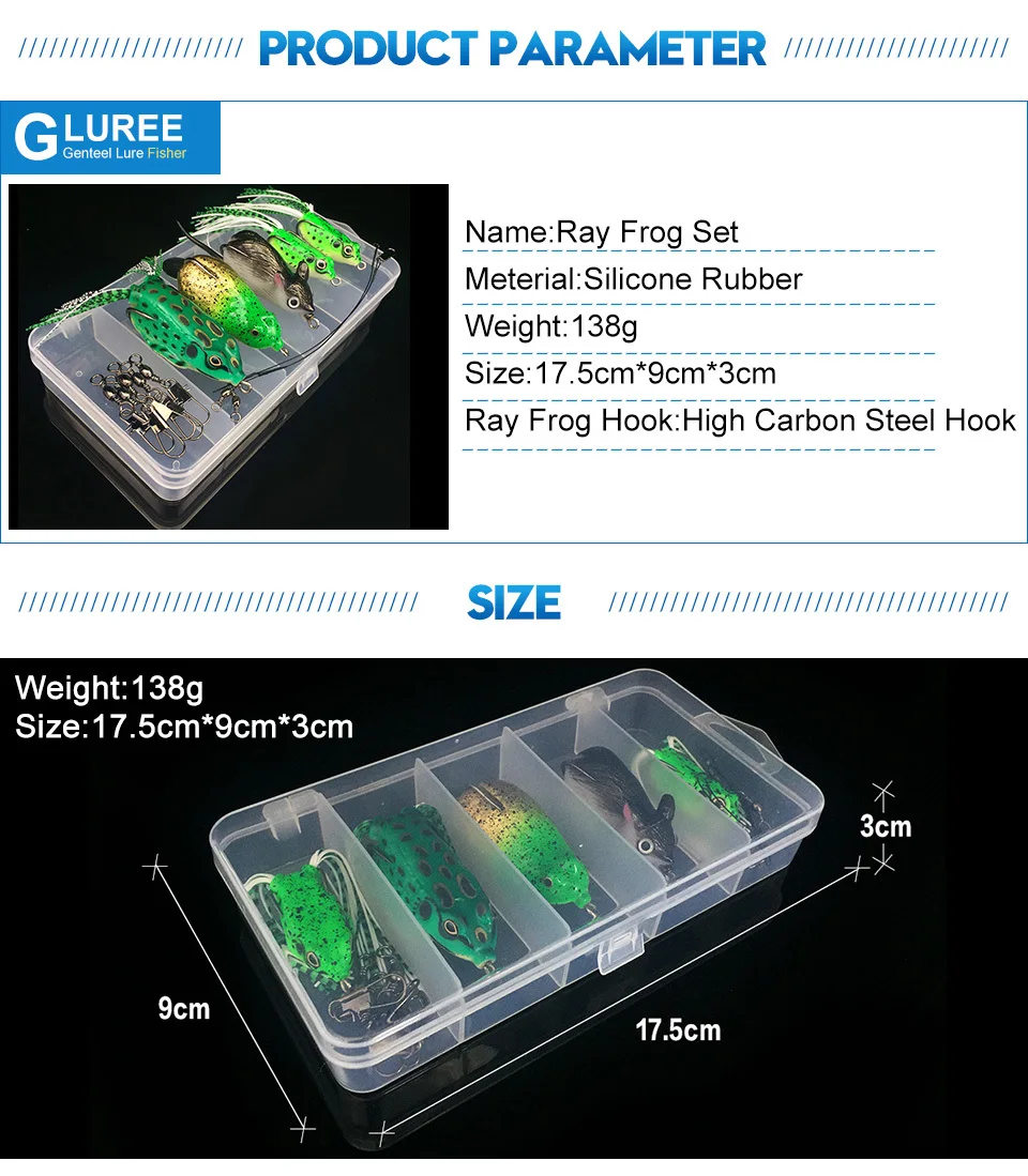 GLUREE-5Pcs-Frog-Fishing-Lures-Set-Topwater-Floating-Ray-Frog-Artificial-Bait-Minnow-Crank-Soft-Bait-Fishing-Tackle-Double-Hooks_03