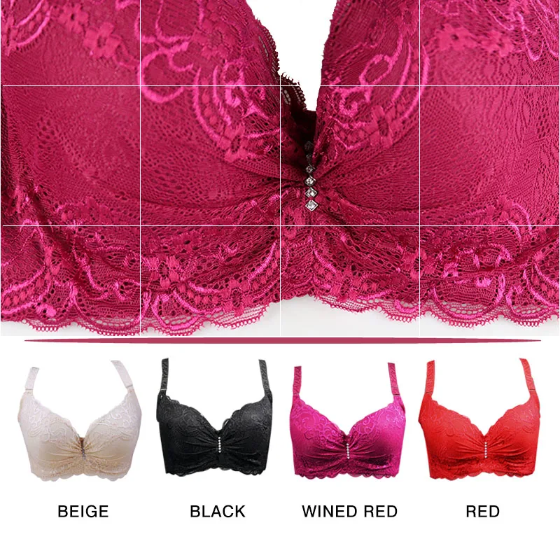 New Plus Size Bra Ultrathin Lace Bralette For Woman Racerback Push Up Cotton Brassiere Underwire C D E Cup Bras Underwear 105E