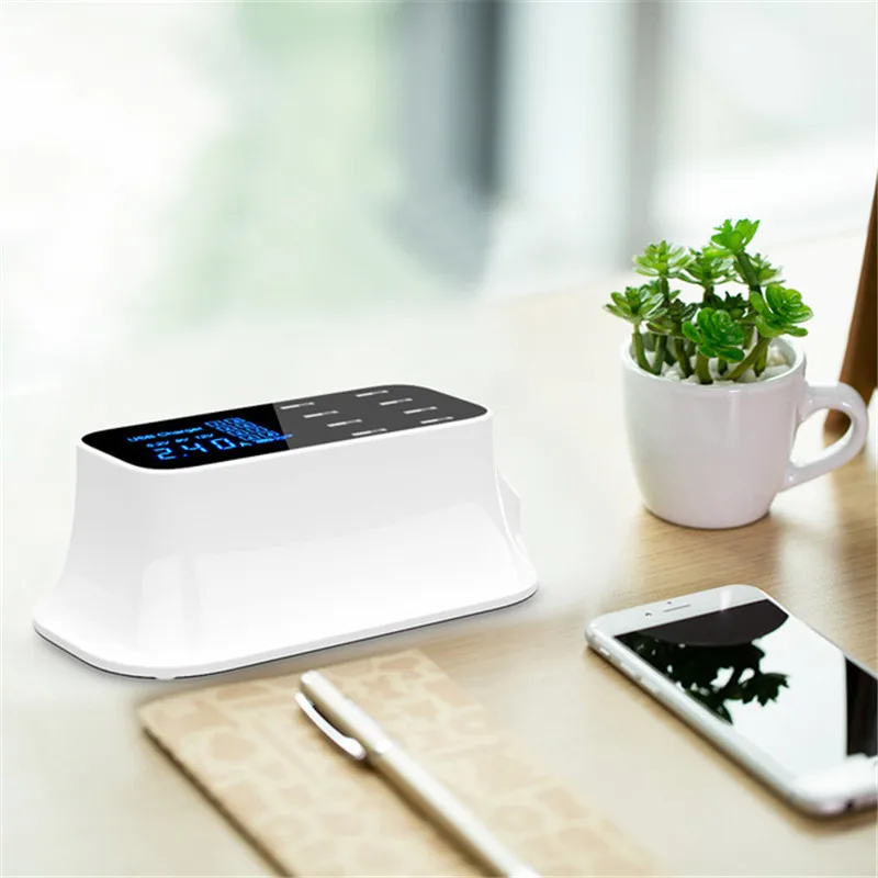8 Port Smart USB Charger Adapter Station Hub Led Display Mobile Phone Tablet Wall Charger Universal Desktop Power Socket US EUUK