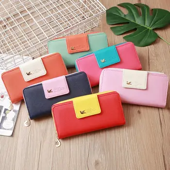 

Fashion ladies bag long zipper wallet color matching hand bag wallet casual office bag zipper leather wallet Dropship T710