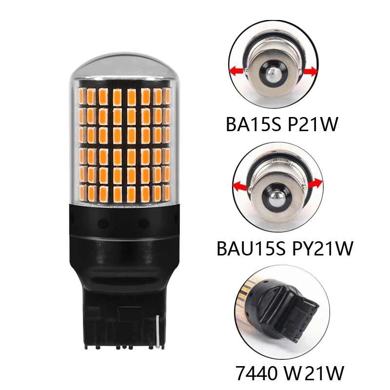 1 шт. 1156 Ba15s T20 светодиодный P21W W21W PY21W светодиодный светильник Canbus без гипер-вспышки, автомобильный сигнал поворота, парковочные огни 3014 144 smd