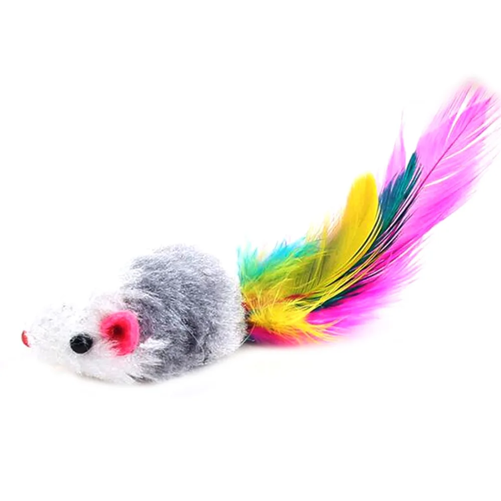 YVYOO 10Pcs/lot Soft Fleece False Mouse Cat Toys Colorful Feather Funny Playing Toys For Cats Kitten D12 YVYOO 10Pcs/lot Soft Fleece False Mouse Cat Toys Colorful Feather Funny Playing Toys For Cats Kitten D12