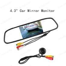 4.3 inch TFT color Mirror car rearview Monitor LCD display 2AV input reversing Camera +160 Degree Angle Rear View Camera
