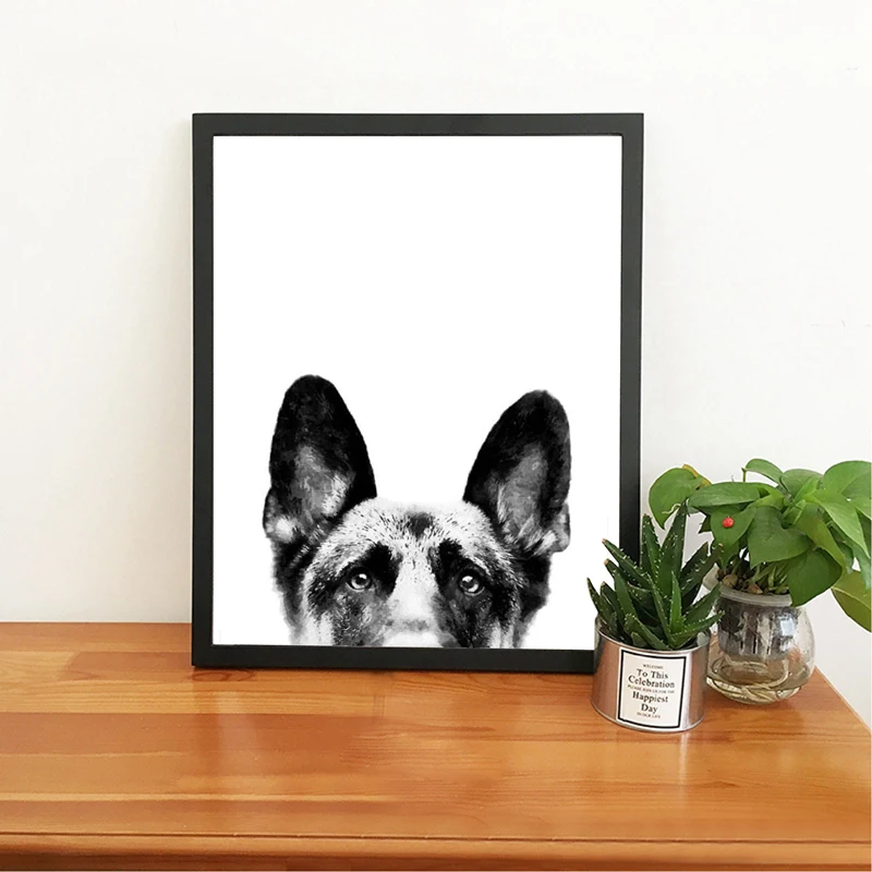 German-Shepherd-Canvas-Poster-Nursery-Wall-Art-Print-Watercolor-Pet-Dog-Painting-Nordic-Picture-Children-Bedroom