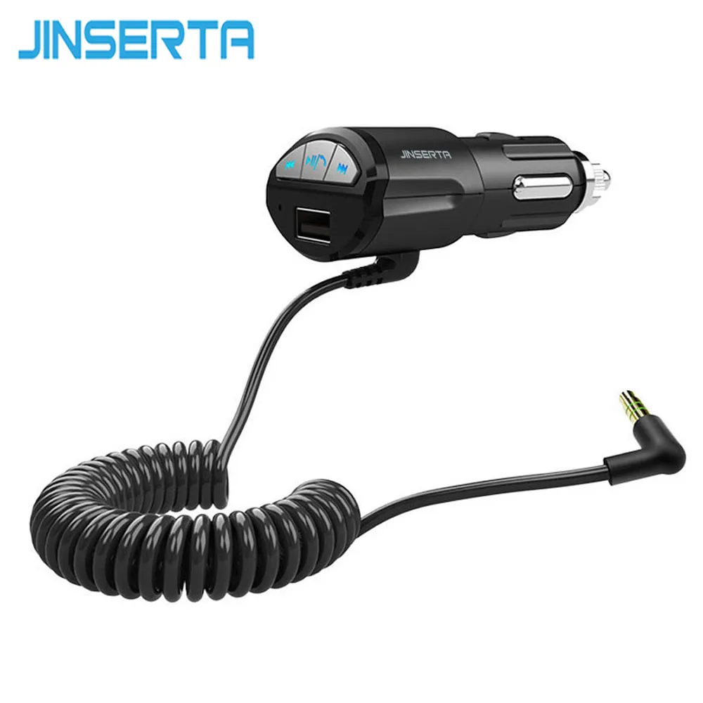 Jinserta Car Kit аудио приемник Bluetooth Hands-Free A2DP 3.5 мм Aux стерео музыку адаптер 5 В/2.1a USB телефон Зарядное устройство