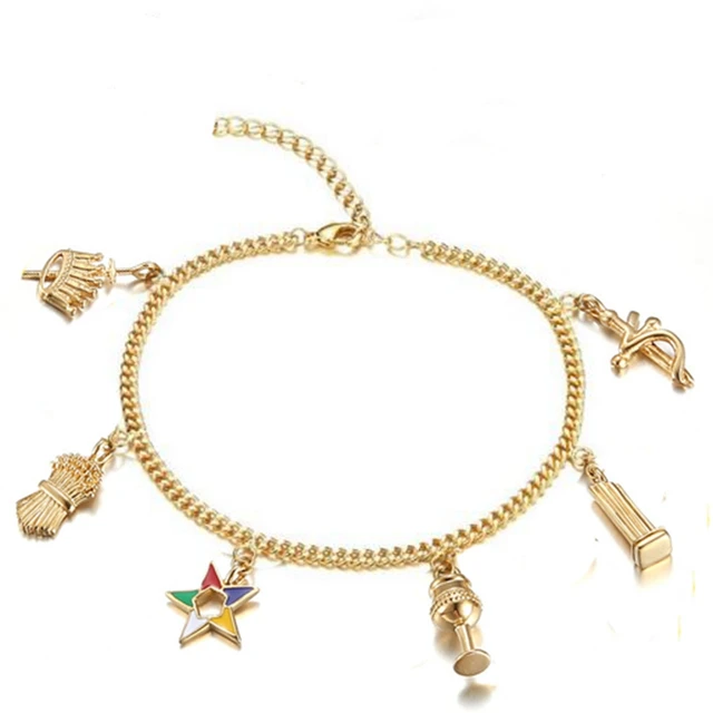 Elegant Fashion Gold Women Masonic Freemason Jewelry Oes Charms Elegant Fashion Gold Women Masonic Freemason Jewelry Oes Charms Bracelets Ankle Order Of Eastern Star