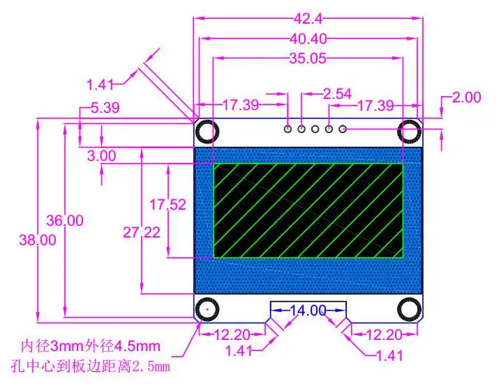 1,54 дюймовый PM OLED модуль IIC igc интерфейс 12864 экран дисплея Белый Синий Желтый цвет SSD1309 SPD0301 Драйвер IC