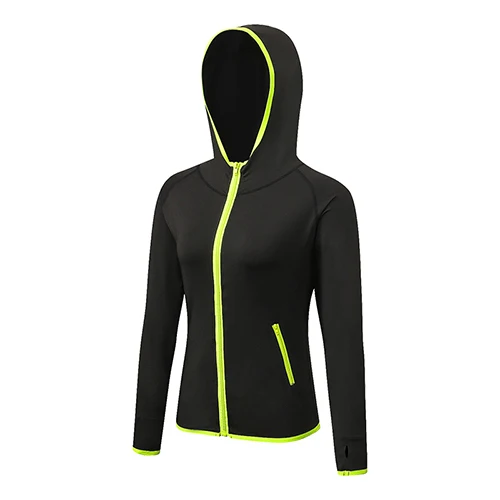 Yuerlian новая женская куртка для бега с длинным рукавом Толстовка для занятий бегом Йога Тренажерный Зал Фитнес облегающие Топы быстросохнущие дышащие спортивные пальто - Цвет: green zipper