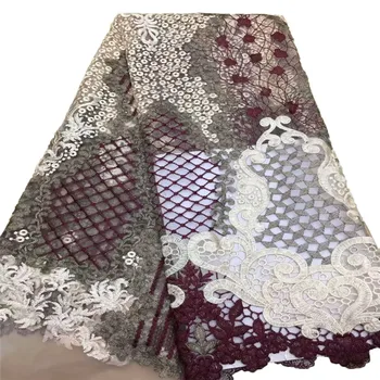 

Special Cord lace fabric by latest design Nigerian Guipure lace fabric with embroidery for a dress HJ808-1