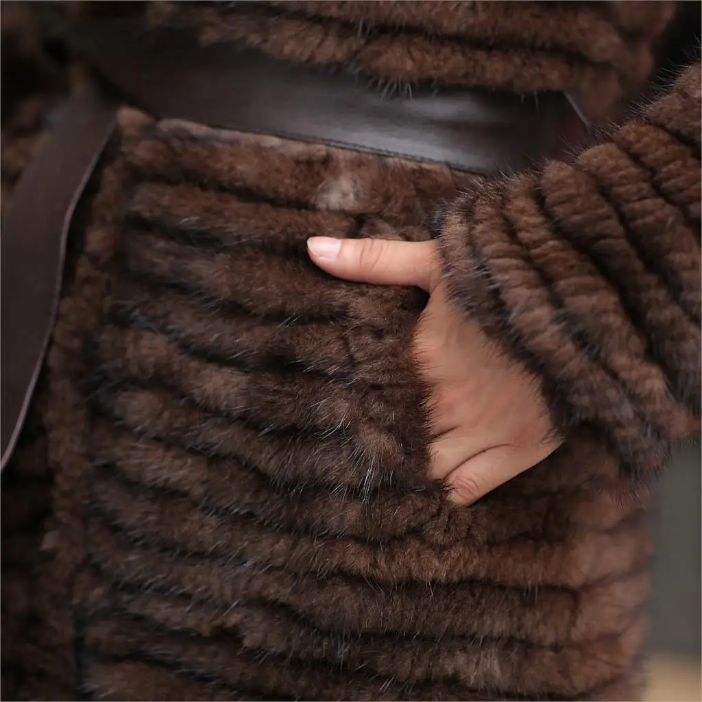 Chopop Горячая вязаная норковая шуба зимняя мода шуба длинная стильная 2228 OEM цена