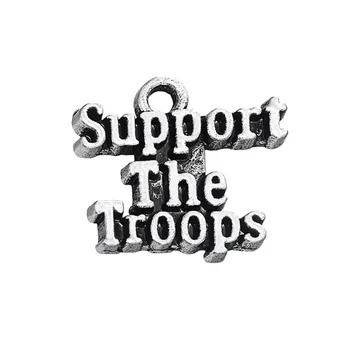 

RAINXTAR Alloy Letter Charms Support The Troops Metal Charms 17*17mm 50pcs AAC865
