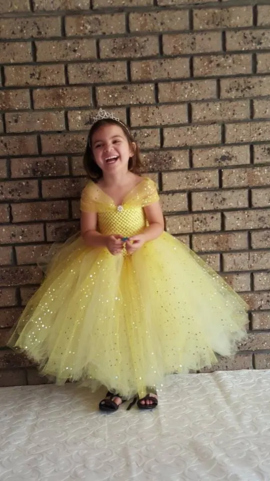 От 1 до 10 лет блестящее желтое платье принцессы из тюля с цветочным узором для девочек детское праздничное платье с цветочным узором для девочек на свадьбу милое платье Enfan