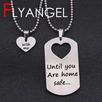 

Fashion Empty Heart Necklace Pendant Keychain Engraved Until You Are Home Safe With Me Lover Couples Suit The Necklace Gifts