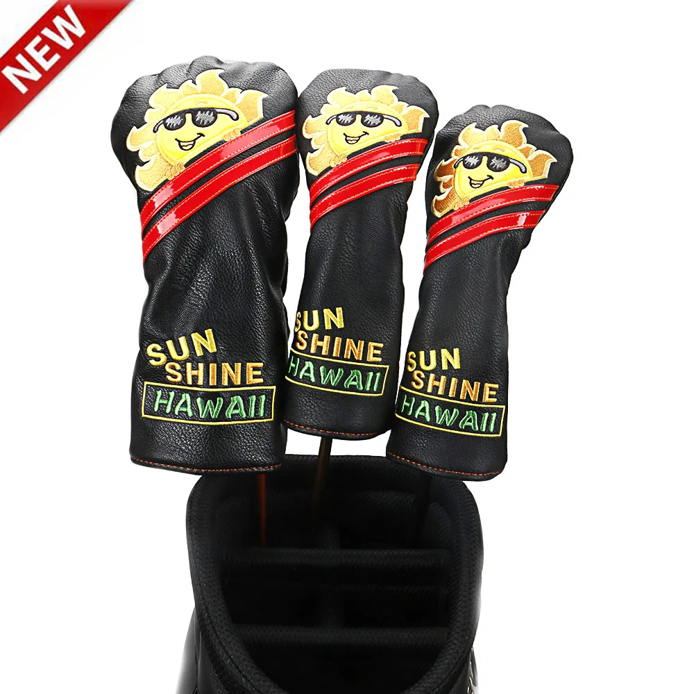 

2019 NEW Smiling Sun Golf driver Headcover PU Dustproof NO3 NO5 Golf Fairway Woods Head Covers