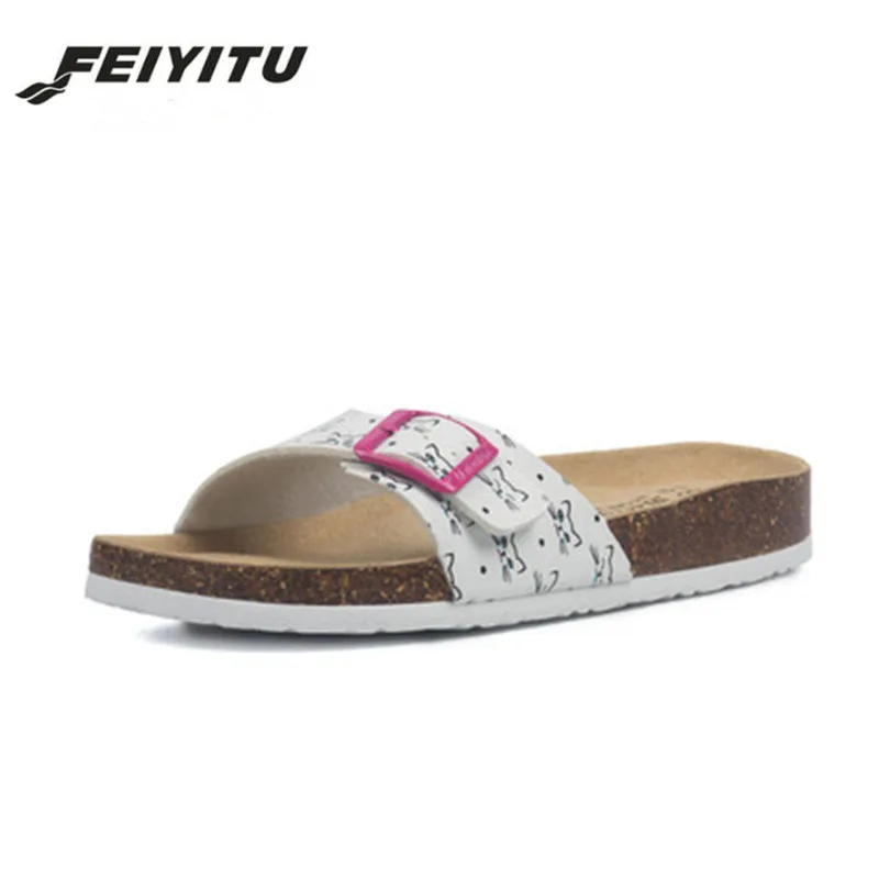 Женские летние пробковые шлепанцы FeiYiTu новинка 2019 повседневные пляжные разных