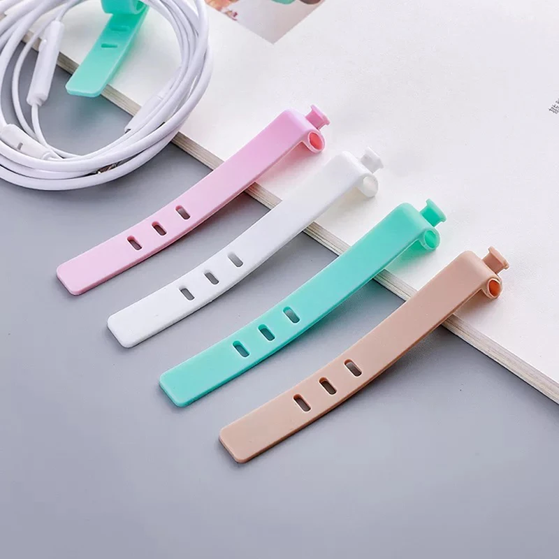 4Pcs Silicone Cable Organizer Office Stationary Desk Set Accessories Supplies USB Data Wrap Cord Winder Wire Protector Holder