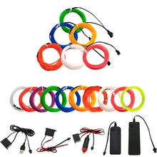 3В/5В/12В неоновый светильник Танцевальная вечеринка Декор Светильник s неоновый светодиодный светильник гибкий 2,3 мм EL трос Трубка Светодиодные ленты с солнечным инвертором