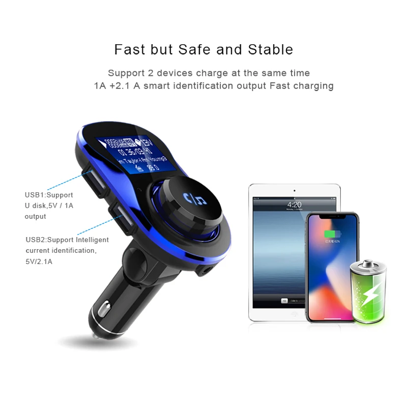 BONOLA متعددة الوظائف بلوتوث يدوي سيارة شاحن 2USB الرقمية عرض MP3 لاعب GPS FM الارسال للهاتف المحمول