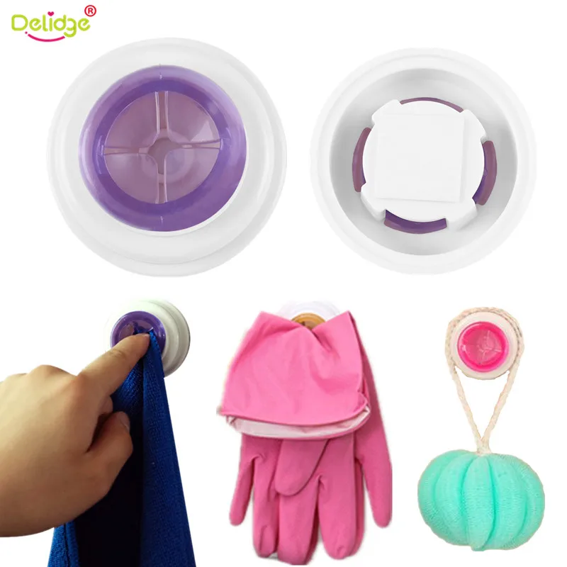 

Delidge 4 pcs/set Creative Wall Mounted Type Towel Scouring Cloth Clip Hook Plastic Towel Wall Hook Kitchen Bathroom Tools