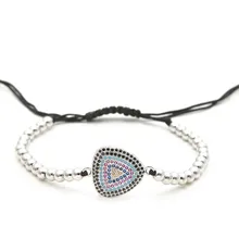 Золото Серебро Микро-паве cz кубический цирконий веревка отрегулированный браслет из медного бисера zxr2 Шарм плетеные браслеты для женщин