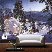 Индивидуальные 3d фото высокого качества нетканые обои 3d Настенные обои 3d снег вид дом живопись фон стены домашний декор