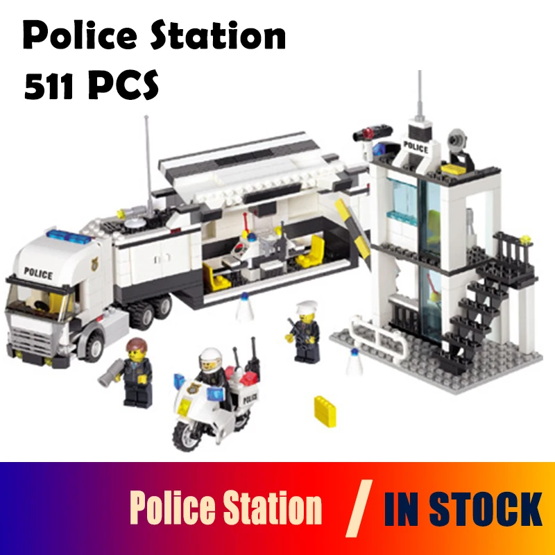 

Model building kits compatible with lego city 6727 Police Station 3D Educational building blocks toys hobbies for children