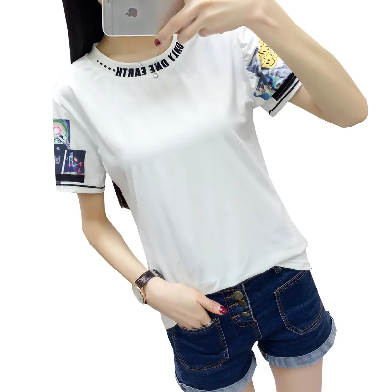 Футболка женская с коротким рукавом белая большого размера XXL 2020|plus size t-shirt|printing