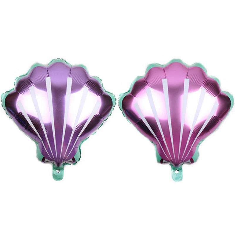 

1pcs New Pink purple baby shower girl wedding air balloons hawaii shell foil balloons Mermaid birthday party decoration sea Toy