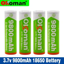 1-20 шт. Okoman 18650 3,7 в 9800 мАч литиевая батарея фонарик с подзаряжаемой батарейкой фары электронная игрушка Батарея