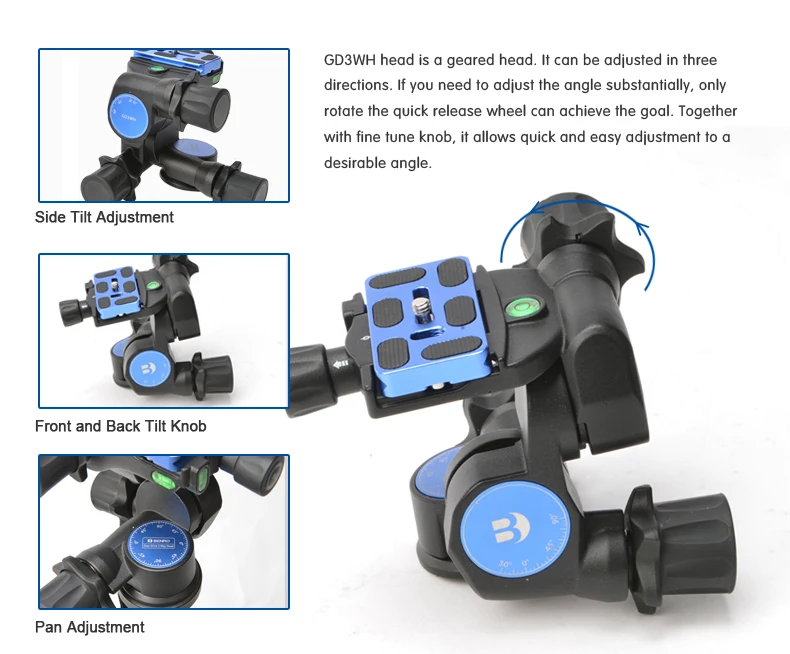Benro Pro 3 Way gear ed gear Drive головка штатива-GD3WH