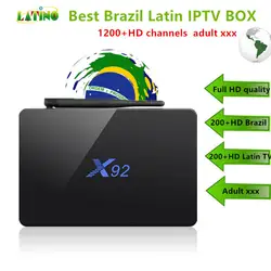 Бразилия IP tv X92 android tv box 7,1 с 1 год подписки латинский Южно-Американский США 1200 + live HD взрослый xxx телевизионная коробка