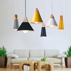 Ретро промышленные светильники раскачивающиеся на ветру для гостиной деревянный творческой Nordic ресторан алюминиевые висячие лампы