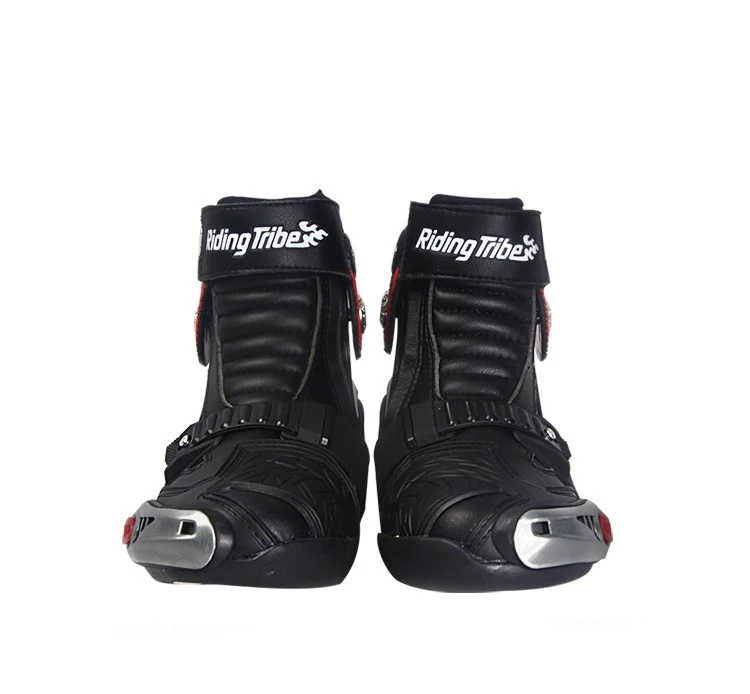 

PU Leather Motorcycle Boots Moto Racing Motocross Motorbike Shoes Black/White/Red