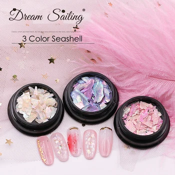 

1 Box of Ultra thin Nail Art Decoration Irregular 3D Seashell Slices Sequins Pearl Fragment Abalone Shell Piece 12g Manicure
