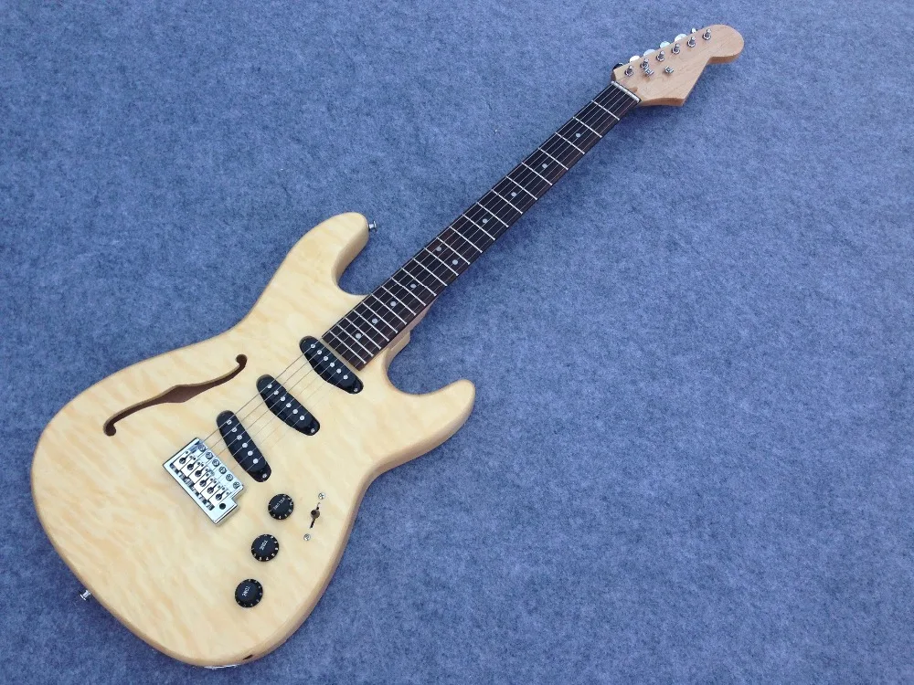 

AAA grade quilted maple top natural custom F hole electric guitar AAA grade quilted maple top nature color