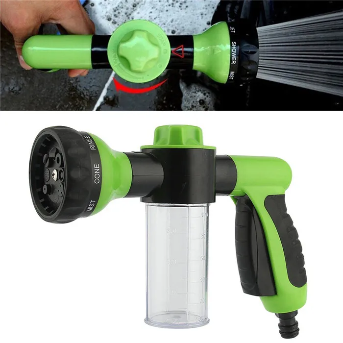 1 шт. 8 в 1 струйный пистолет-распылитель мыла садовый шланг для полива сопла инструмент для мытья автомобиля - Цвет: Зеленый