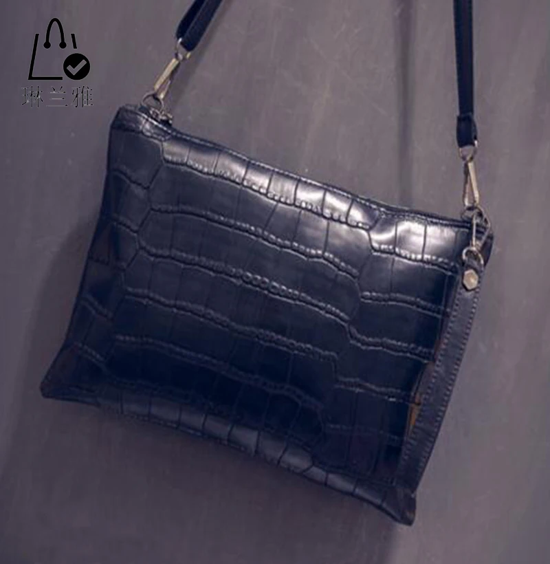  LINLANYA Fashion crocodile grain women messenger bag leather women envelope totes clutch evening bag female  Shoulder bag Z-120 