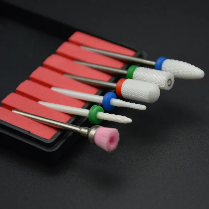 Kits de Fresa Maohang Pces Cerâmica Unha Brocas Bico Elétrica Broca Arquivo Manicure Máquina Gel Polonês Verniz 6 3 prego brocas bico elétrica broca arquivo manicure máquina gel polonês verniz