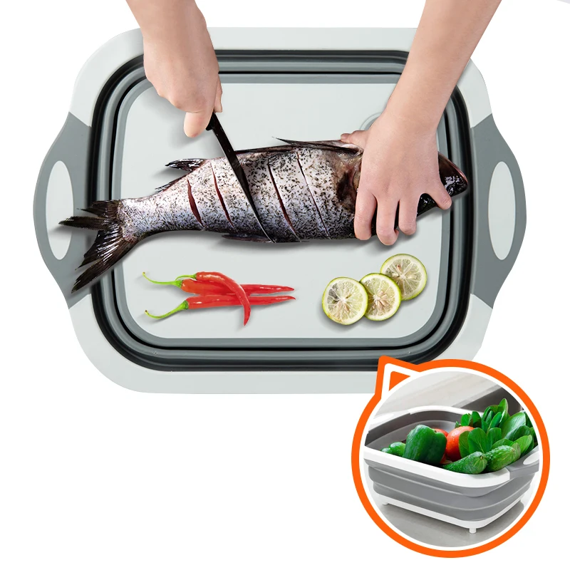 

Foldable Cutting Board Chopping Vegetable Blocks Tool For Kitchen Dish Tub Silicone Fruit Washable Sinks Drain Camping Basket