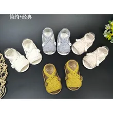 QYFLYXUEHand трикотажные детские шерстяные сандалии, От 0 до 1 года, пряжки, мягкие тапочки, новорожденных носки-тапочки летом