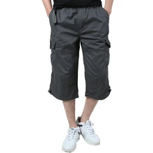 Летние мужские мешковатые военные шорты Карго с несколькими карманами размера плюс, мужские длинные Бриджи армейского зеленого цвета и цвета хаки, мужские шорты большого размера