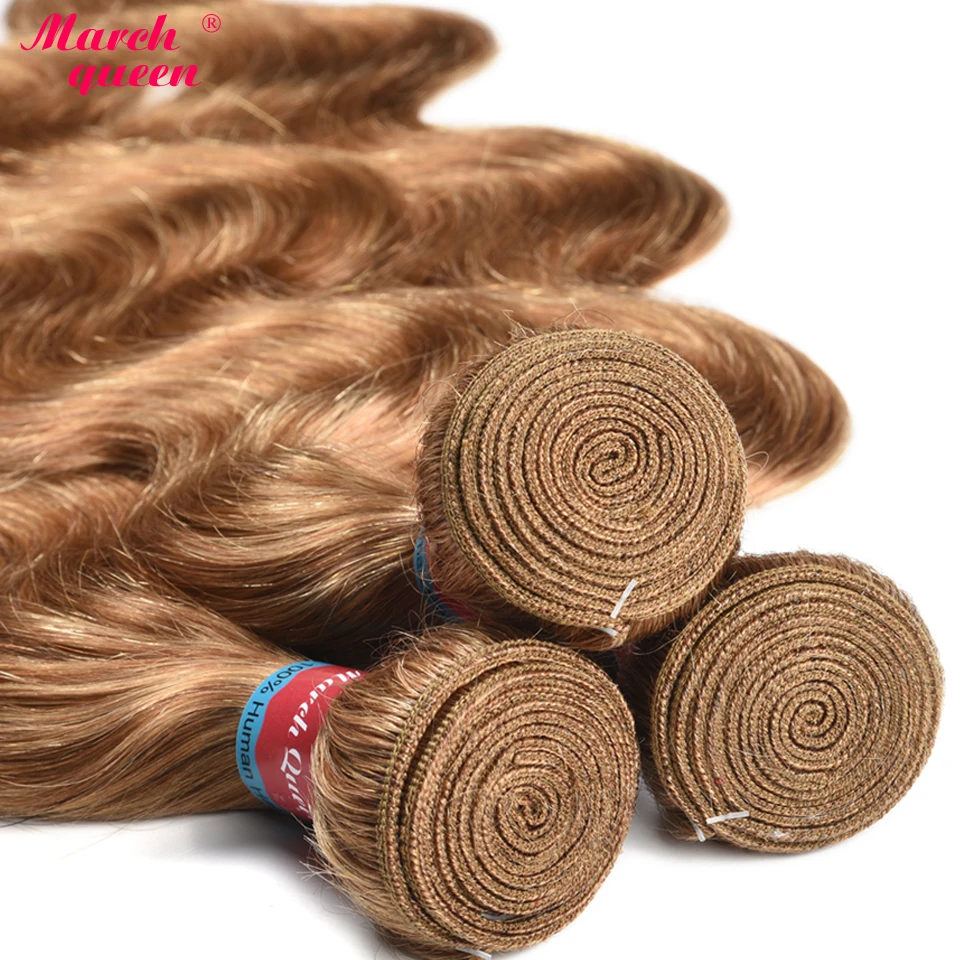 March Queen Honey Blonde Indian Human Hair Bundles With Closure #27 Body Wave 3 Bundles With Lace Closure Raw Indian Hair Weft March Queen Honey Blonde Indian Human Hair Bundles With Closure #27 Body Wave 3 Bundles With Lace Closure Raw Indian Hair Weft
