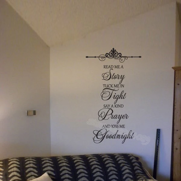 Read Me A Story Tuck In Tight Say Kind Prayer And Kiss Goodnight Quotes Wall Sticker Child bedroom decor Art Decal EB054 | Дом и сад