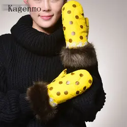 Kagenmo модные зимние Перчатки холодную осень теплые мужские Перчатки супер теплая женская толстые перчатки водонепроницаемый