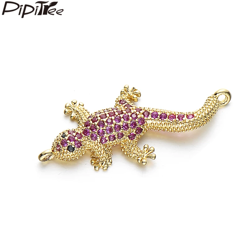 Уникальные Подвески Pipitree ящерица из фуксии с фианитами соединители подходят для