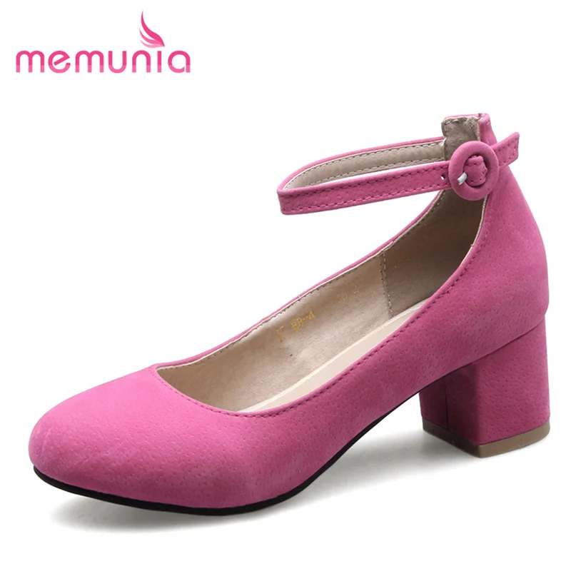 

MEMUNIA big size 32-46 2018 new arrive women pumps summer shoes square round toe single shoes fashion buckle popular