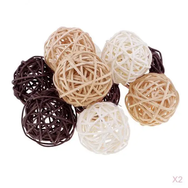 20 Pieces Natural Wicker Rattan Ball 5cm Twig Orbs Balls DIY Embellishments Wedding Ornaments Crafts String Lights Supply