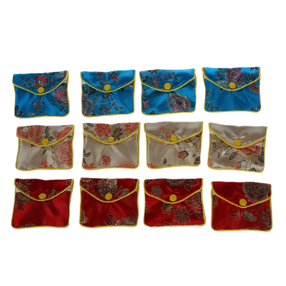 12 Pcs Silk Purse Pouches Jewelry Packaging Gift Bags For Necklace Earrings Rings Rangement Bijoux porta joias organizador de | Украшения и