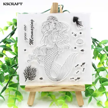 

KSCRAFT Beauty Mermaid Transparent Clear Silicone Stamp/Seal for DIY scrapbooking/photo album Decorative clear stamp sheets 233