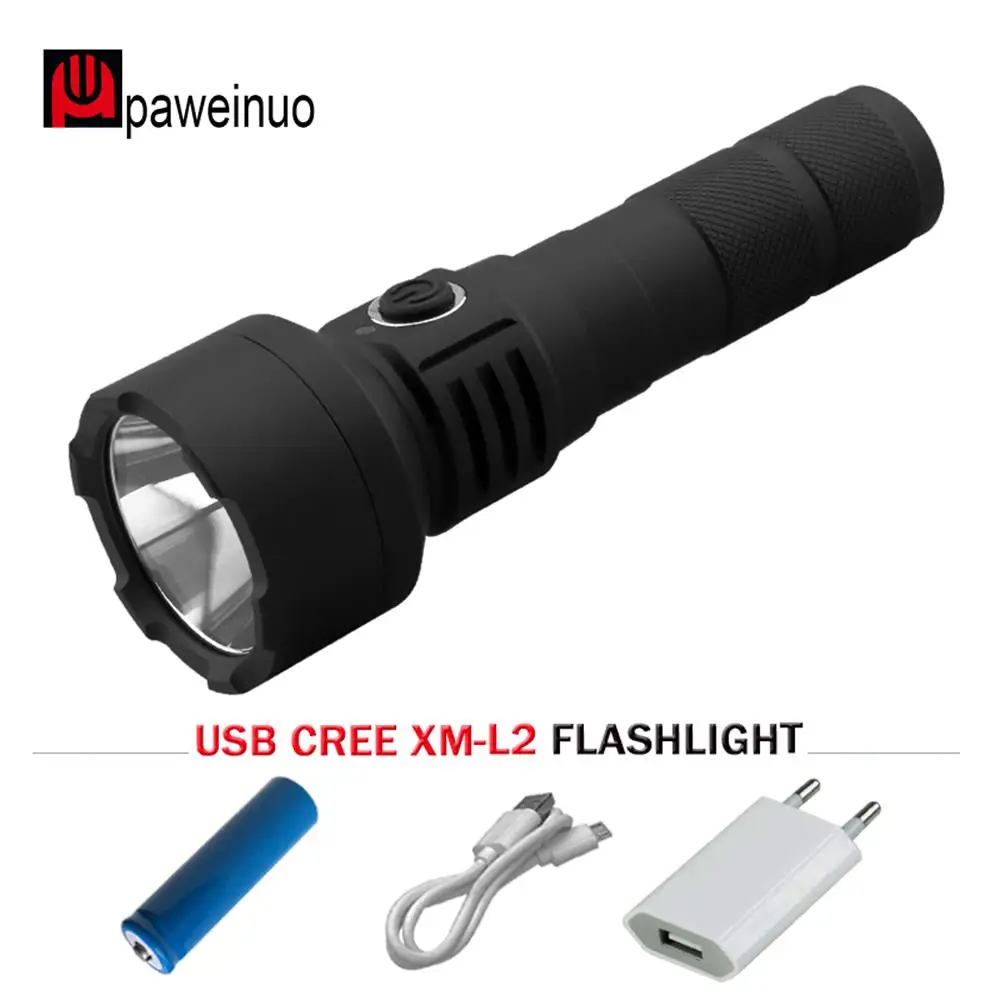 

High power led flashlight cree xm l2 usb charger torch lamp flashlight 18650 Rechargeable waterproof for police led flash light